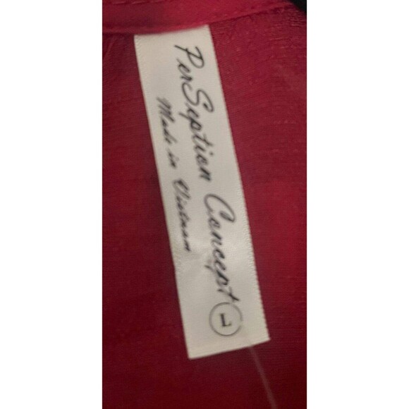 NWT Per Seption Concepts Large Cool Red Open Tunic Jacket Ornate Lace Trim - Picture 5 of 5